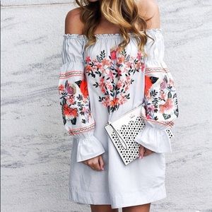 Free People Off the Shoulder Embroidered Dress